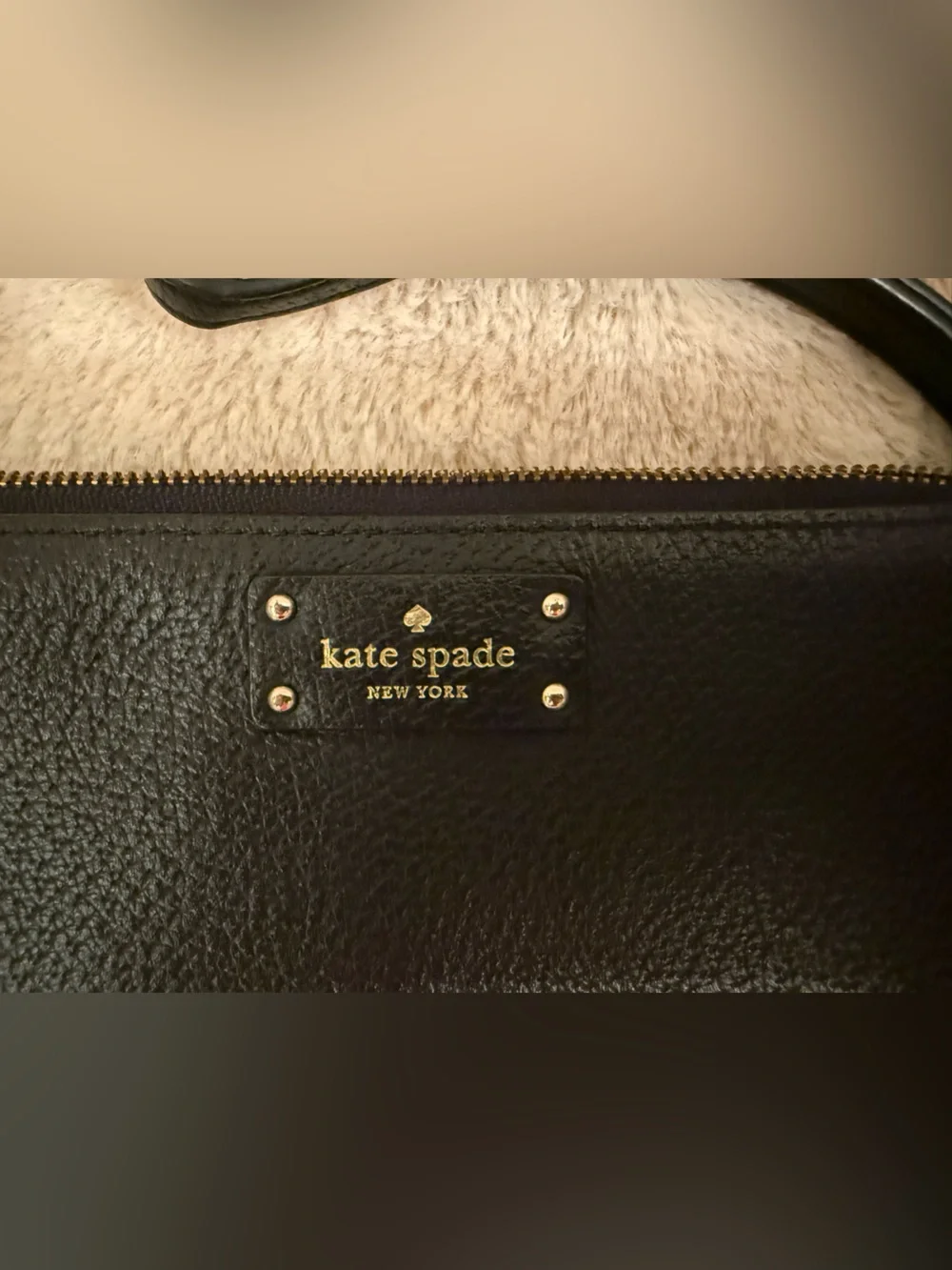 kate spade Black Leather Wristlet with Gold Logo